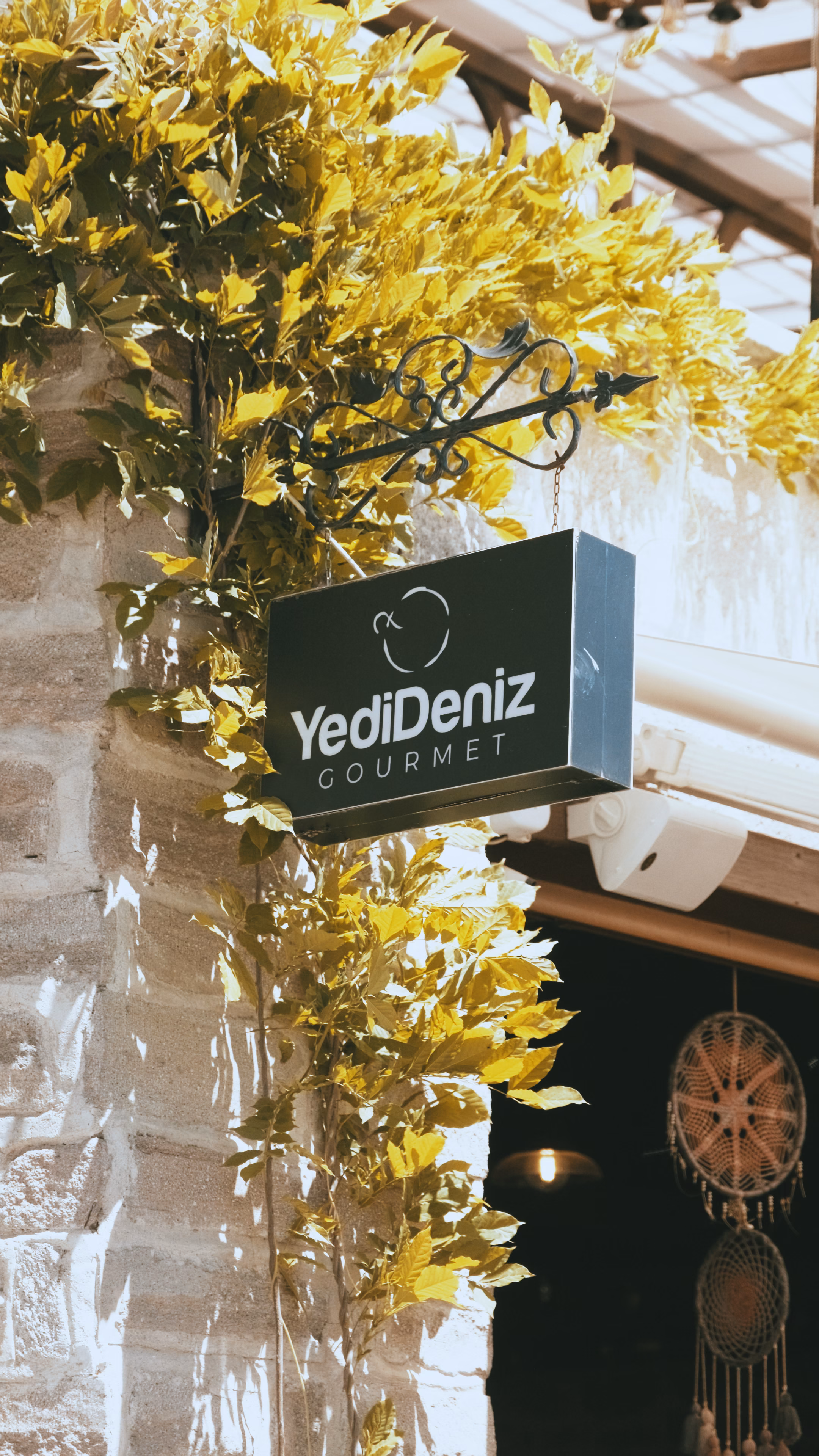 Yeşilliklerin arasında YediDeniz Gourmet tabelası